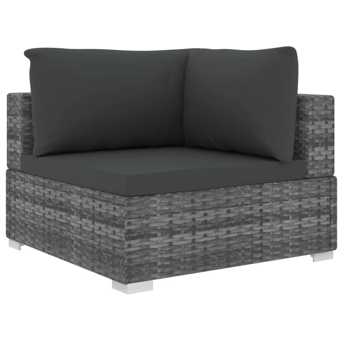 12 Piece Patio Set with Cushions Poly Rattan Gray