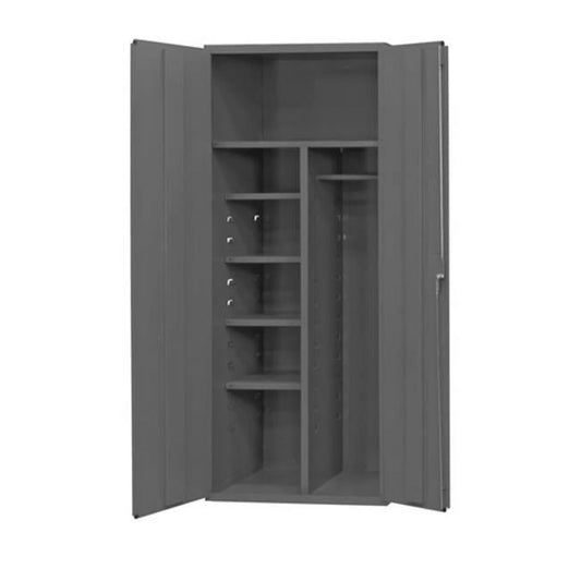 14 Gauge Recessed Door Style Lockable Cabinet with 1 Fixed Shelf & 4 Adjustable Shelves - Gray - 36 in.