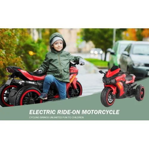 12V Battery Motorcycle, 3 Wheel Motorcycle, Kids Rechargeable Riding Motorized Car - Red