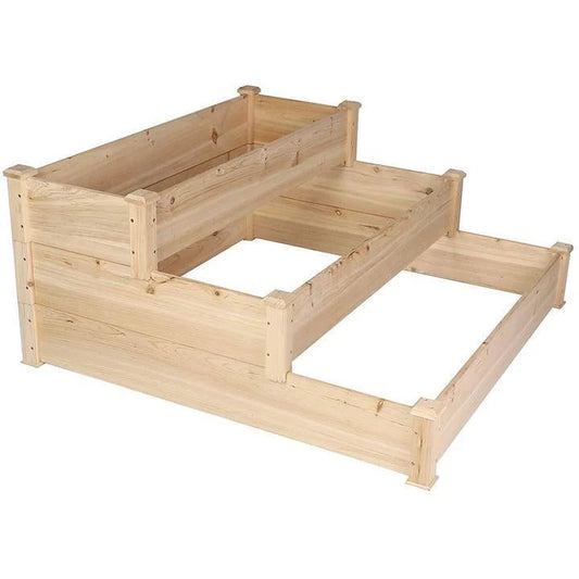 ZJbiubiuHome 3 Tier Raised Garden Bed Kit Wooden Planter Box Heavy Duty Solid Fir Wood