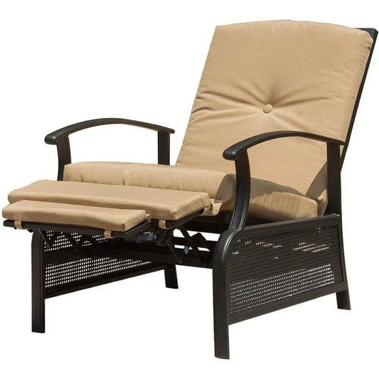 YLtoohoom Patio Recliner Chair with Cushions Outdoor Adjustable Lounge Chair Reclining Patio Chairs with Strong Extendable Metal Frame for Reading Garden Lawn (Khaki  1 Chair)