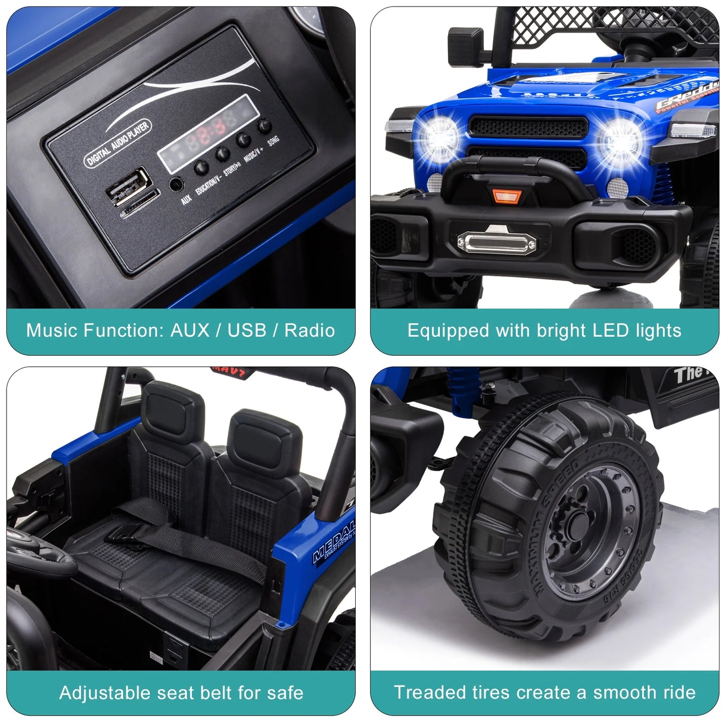 12V Kids Ride On Car,Zengest Dual Drive 12V 4.5A.h with 2.4G Remote Control off-road Vehicle,Blue