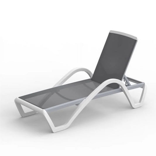 ZJbiubiuHome Patio Chaise Lounge Adjustable Aluminum Pool Lounge Chairs with Arm All Weather Pool Chairs for Outside in-Pool Lawn (Gray 1 Lounge Chair)