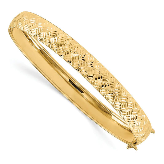 14k Gold Polished Diamond-Cut Bangle Bracelet